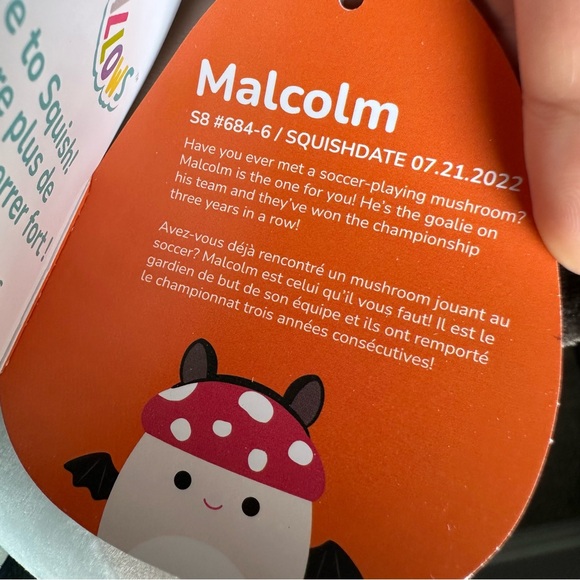 8” Malcolm The Mushroom 🍄 Bat 🦇 Squishmallows NWT - Picture 6 of 6